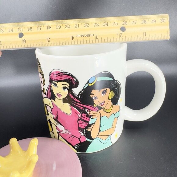 Disney Princess Ceramic Coffee Mug Cup With Crown Lid 18oz Mug Cup Multicolor - Picture 5 of 16